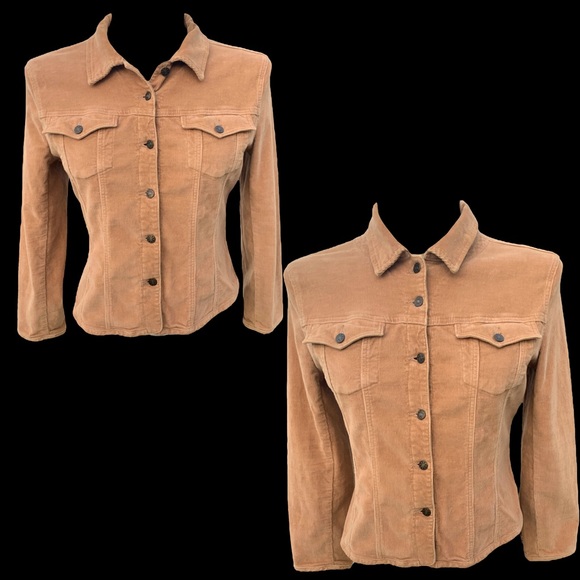 A•M•I• Button-Up Fitted Buttoned Pockets Corduroy Jacket Women’s LG VTG - Picture 11 of 16